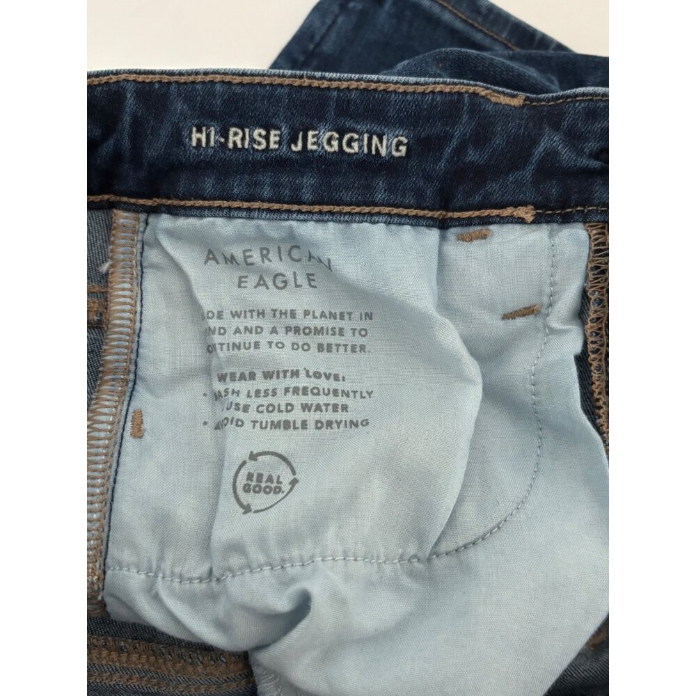 American Eagle Jean 8 High-Waisted Jegging Dark Wash Clean Girl Street Style - Picture 15 of 16
